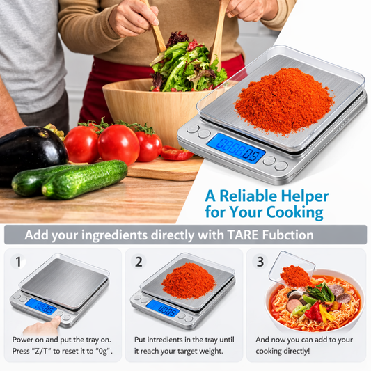 Cheftheron PrecisionScale™ – USB Rechargeable Digital Kitchen Scale (0.1g Accuracy)