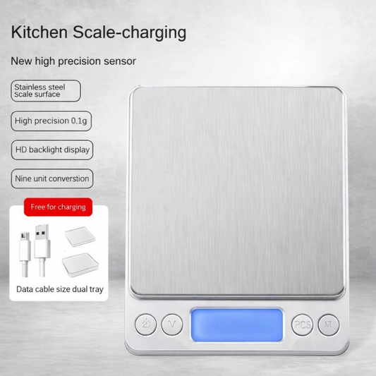 Cheftheron PrecisionScale™ – USB Rechargeable Digital Kitchen Scale (0.1g Accuracy)